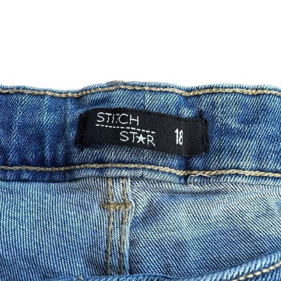 Stitch Star Plus Size 18 Distressed High Rise Skinny Jeans EUC Cotton Blend - Picture 2 of 13